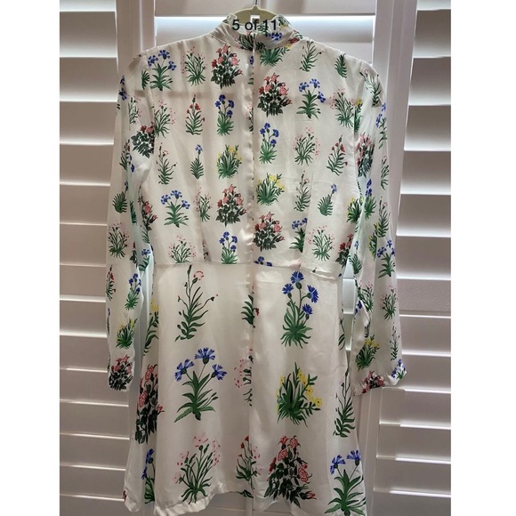 Silk tuxedo pleat ruffle lace flower white dress - Picture 15 of 16